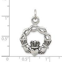Sterling Silver Antiqued Claddagh Pendant view 3