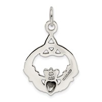 Sterling Silver Antiqued Claddagh Pendant view 4