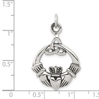 Sterling Silver Antiqued Claddagh Pendant view 3