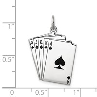 Sterling Silver Rhodium-plated Playing Cards Polished Charm view 3