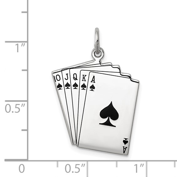 Sterling Silver Rhodium-plated Playing cards Polished Charm