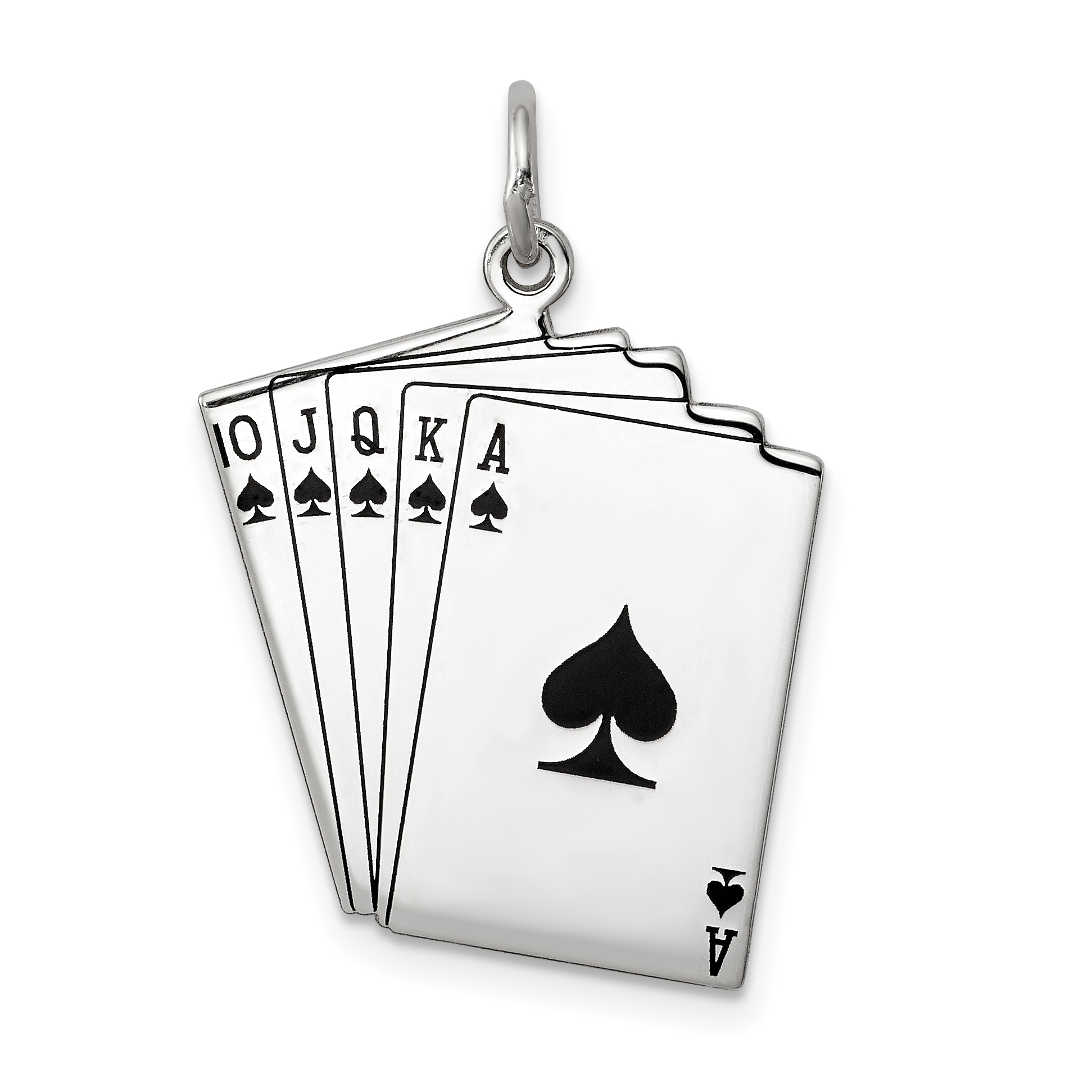 Sterling Silver Rhodium-plated Playing cards Polished Charm (QC3877)