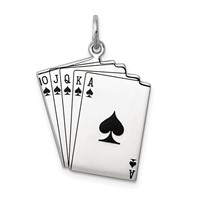 Sterling Silver Rhodium-plated Playing Cards Polished Charm view 1