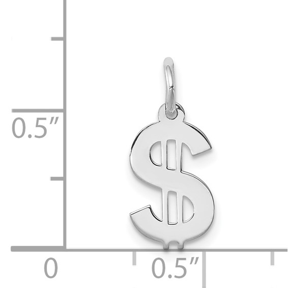 Sterling Silver Rhodium-plated Dollar Sign Polished