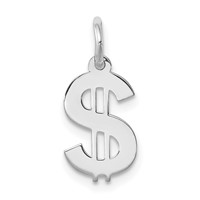 Sterling Silver Rhodium-plated Dollar Sign Polished view 1