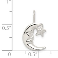 Sterling Silver Polished Moon and Star Charm view 3