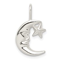 Sterling Silver Polished Moon and Star Charm view 1