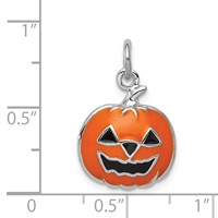 Sterling Silver Rhodium-plated Orange Jack-a-Lantern Charm view 4