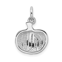 Sterling Silver Rhodium-plated Orange Enameled Pumpkin Charm view 3