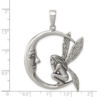 Sterling Silver Antiqued Moon Fairy Pendant view 3