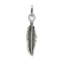 Sterling Silver Antiqued Feather Charm view 4