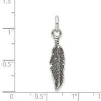Sterling Silver Antiqued Feather Charm view 3