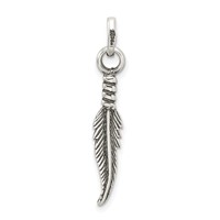 Sterling Silver Antiqued Feather Charm view 4