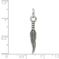 Sterling Silver Antiqued Feather Charm view 3