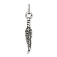 Sterling Silver Antiqued Feather Charm view 1
