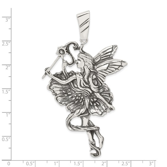 Sterling Silver Antiqued Fairy Pendant