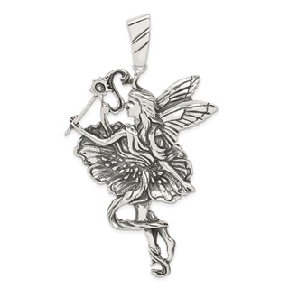Sterling Silver Antiqued Fairy Pendant