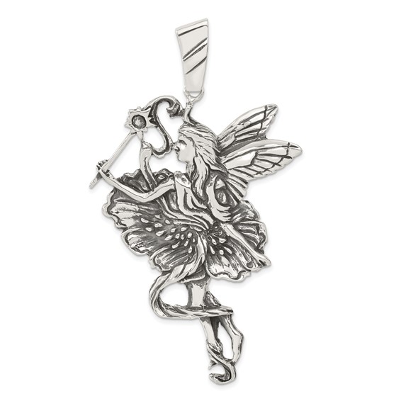 Sterling Silver Antiqued Fairy Pendant
