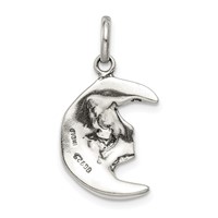 Sterling Silver Antiqued Moon Charm view 4