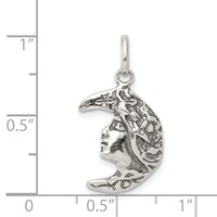 Sterling Silver Antiqued Moon Charm view 3