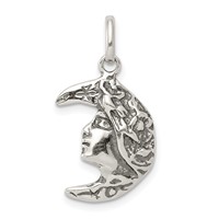 Sterling Silver Antiqued Moon Charm view 1