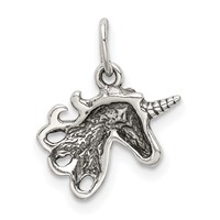 Sterling Silver Antiqued Unicorn Head Charm view 4