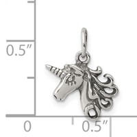 Sterling Silver Antiqued Unicorn Head Charm view 3