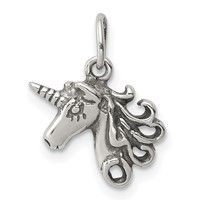 Sterling Silver Antiqued Unicorn Head Charm view 1