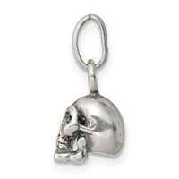 Sterling Silver Antiqued Skull Charm view 2