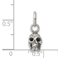 Sterling Silver Antiqued Skull Charm view 3