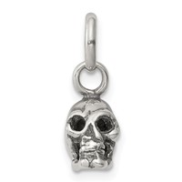 Sterling Silver Antiqued Skull Charm view 1