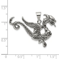 Sterling Silver Antiqued Dragon Charm view 3