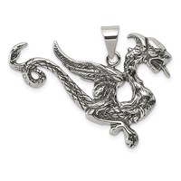 Sterling Silver Antiqued Dragon Charm view 1