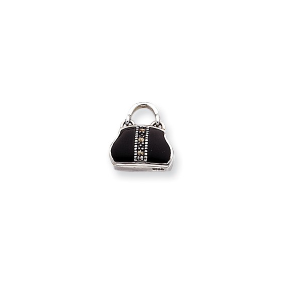 Sterling Silver Marc/ Enameled Purse Charm