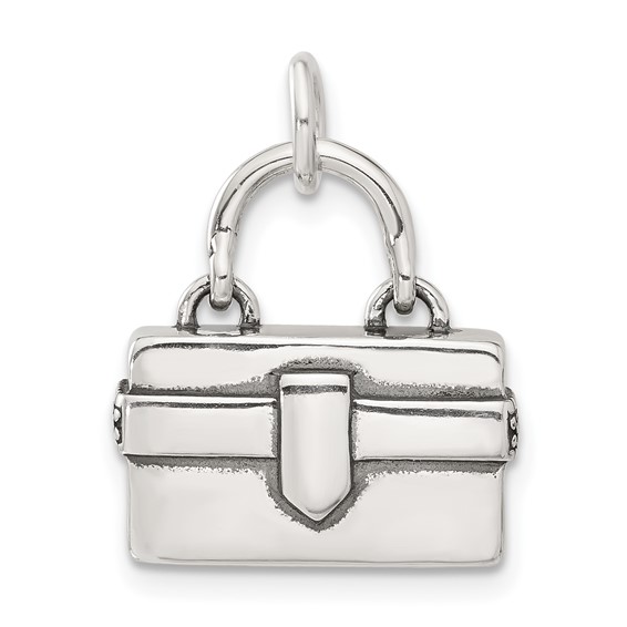 Sterling Silver 3D Enameled Marcasite Purse Charm