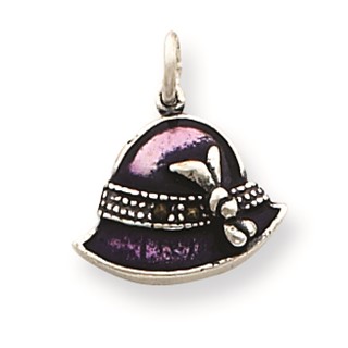 Sterling Silver Enameled Purple Hat Charm