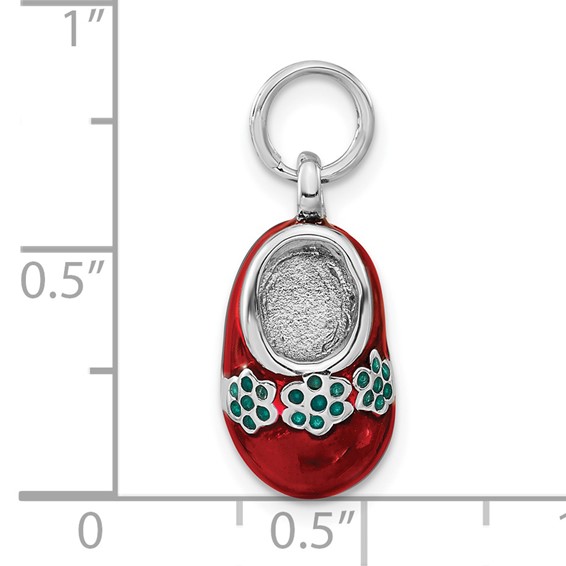 Sterling Silver 3-D Polished Blue & Red Enameled Shoe Charm