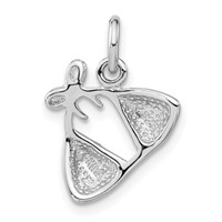 Sterling Silver Rhodium-plated Enameled Red Bikini Top Charm view 4