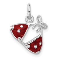 Sterling Silver Rhodium-plated Enameled Red Bikini Top Charm view 1