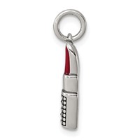 Sterling Silver Antiqued Enameled Lipstick Charm view 2