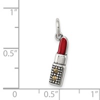 Sterling Silver Antiqued Enameled Lipstick Charm view 3
