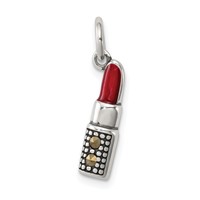 Sterling Silver Antiqued Enameled Lipstick Charm view 1