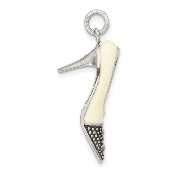 Sterling Silver Marcasite & Enameled High Heel Shoe Charm