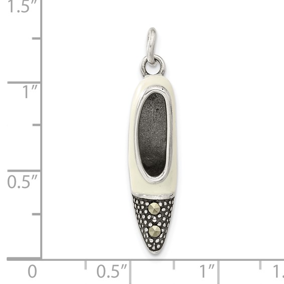 Sterling Silver Marcasite & Enameled High Heel Shoe Charm