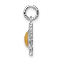 Sterling Silver Rhodium-plated Yellow Enameled Sun Charm view 2