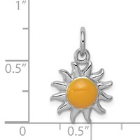 Sterling Silver Rhodium-plated Yellow Enameled Sun Charm view 3