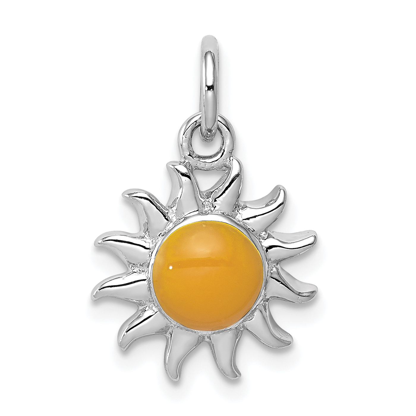 Sterling Silver Rhodium-plated Yellow Sun Charm (QC4001)