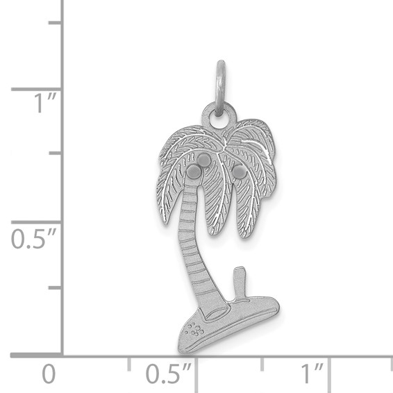 Sterling Silver Rhodium-plated Palm Tree Polished Charm