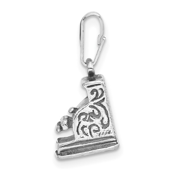 Sterling Silver 3-D Polished & Antiqued Cash Register Charm