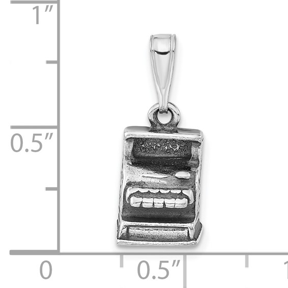 Sterling Silver 3-D Polished & Antiqued Cash Register Charm